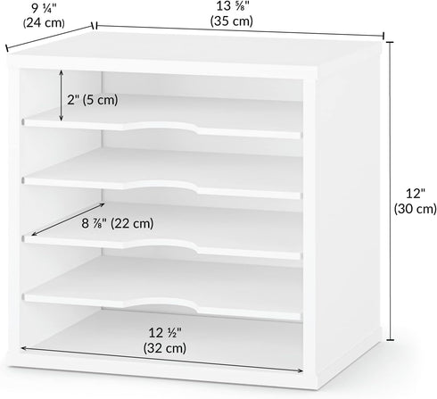 Ballucci File Organizer Paper Sorter, 5 Tier Adjustable Shelves Office Desk Organizer (White)