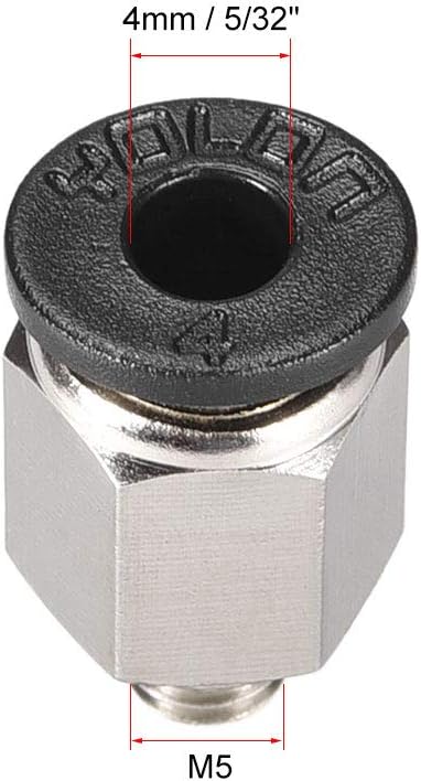 uxcell Straight Pneumatic Push To Quick Connect Fittings M5 Male x 4mm Tube OD Silver Tone 6pcs by uxcell