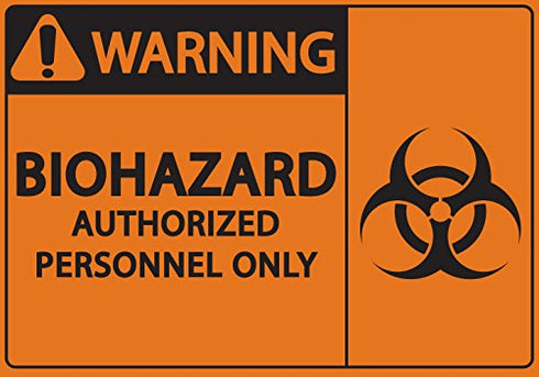 Zing Green Products 1921A Recycled Aluminum "Warning Biohazard Authorized Personnel Only" Safety Sign (10" Length, 7"
