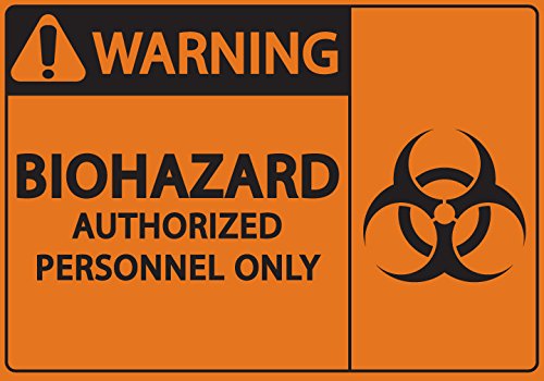 Zing Green Products 1921A Recycled Aluminum "Warning Biohazard Authorized Personnel Only" Safety Sign (10" Length, 7"