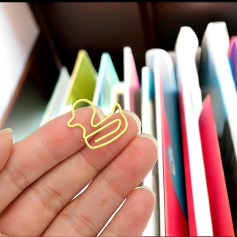 Yellow Duck Paper Clips, 100 PCS, Lightweight Portable Metal Paperclip, Electroplating Process for Office School DIY