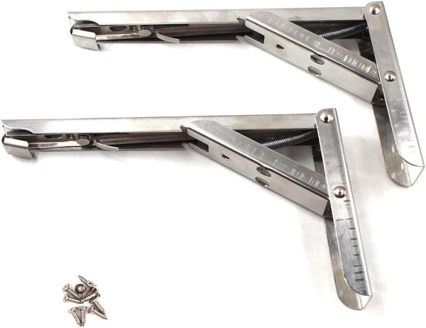 SeeRaphee 8 inch Stainless Steel Heavy Duty Folding Shelf Bracket Corner Brace, for