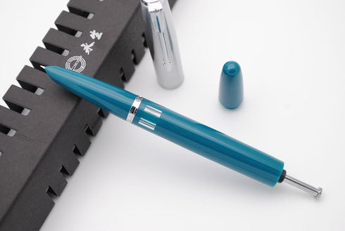 czxwyst 601 Steel Cap Vacumatic Fountain Pen - Blue-Green with Ink Window