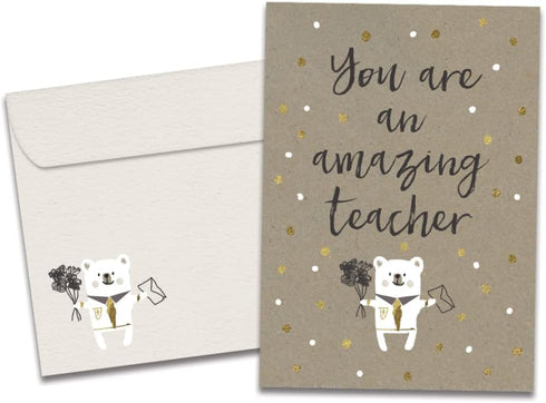Tree-Free Greetings Teacher Appreciation Cards - 1 Card + Matching Envelopes, 100% Recycled Paper