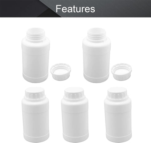 Othmro 10 Pcs 8.45oz/250ml Plastic Bottles, Lab Cylindrical Chemical Reagent Bottle, Wide Mouth