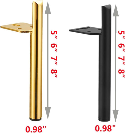 Autuwintor 7 inch Set 4 (7", Gold Furniture Legs, of Heavy Duty Metal feet for Sofa Couch Dresser TV Stand,Cabinet