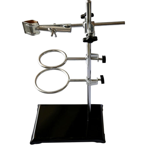 Laboratory Stands Support, 16" Lab Stand with Cast Iron Base, Ring Stand with Burette Clamp and Flask Ring Clamps