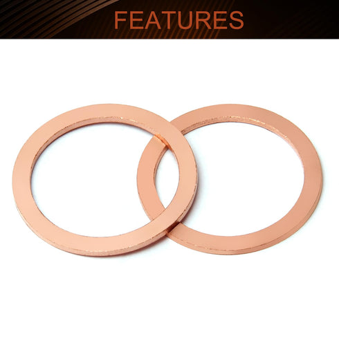 MroMax Copper Flat Washer Sealing Washers-M30 Metric Round Seal Gasket for Electrical Connections, 5Pcs