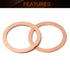 MroMax Copper Flat Washer Sealing Washers-M30 Metric Round Seal Gasket for Electrical Connections, 5Pcs