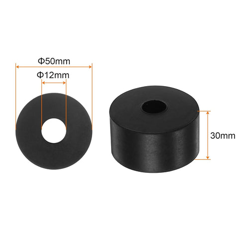 4pcs Rubber Spacer 2 Inch OD 0.47 Inch ID 1.2 Inch Thick Neoprene Round Anti Vibration Isolation Pads Isolator Rubber Washers Bushings for Home Cars Boat Accessories, Black