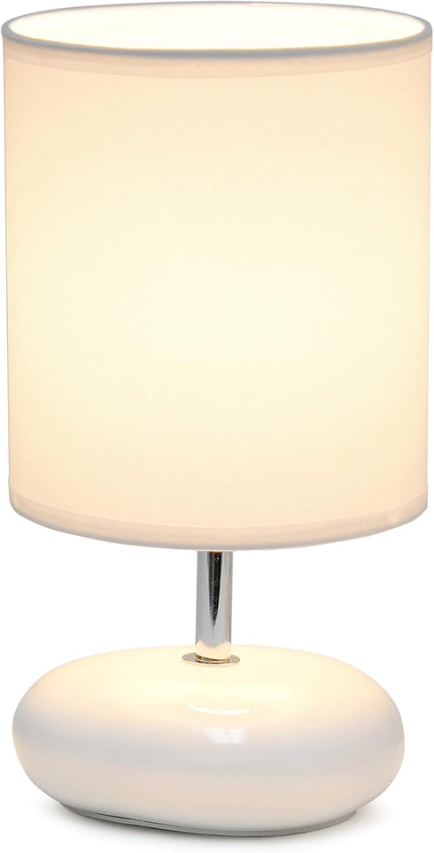 LT2005-WHT 1 Count (Pack 2), Simple Designs Stonies Small Stone Look Desk Bedside Table Lamp, of White