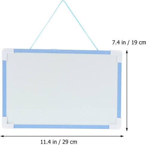Operitacx Blue Small Magnetic Dry Erase Whiteboard with Marker, Portable Mini Double Sided Memo Board for Kids
