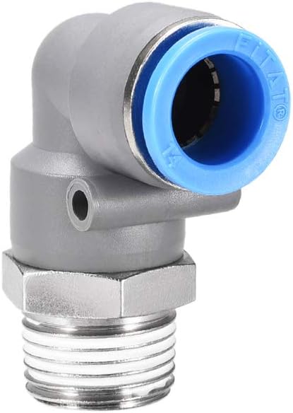 uxcell Elbow Push to Connect Air Fittings 14mm Tube OD x 1/2PT Male Thread Quick Release Connectors Grey