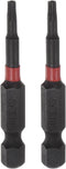 2pcs T10 Impact Rated Torx Bit, 1/4" Hex Shank, 2" Length Magnetic Security Star Screwdriver