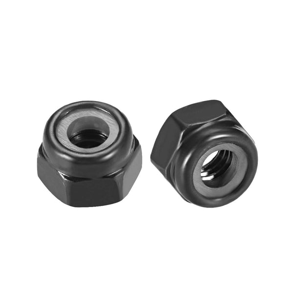 uxcell M4 x 0.7mm Hex Lock Nuts, Carbon Steel Nylon Insert Self-Locking Nuts, 50Pcs Black
