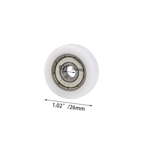 CNBTR 4PCS Nylon Round Pulley Track Roller Bearing Wheel 6x26x8mm for Furniture Hardware Accessories
