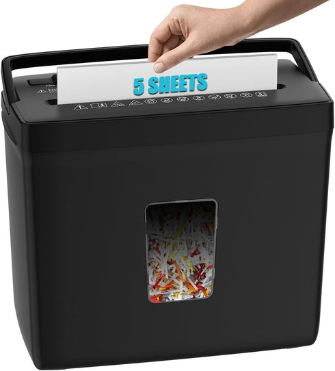 woolsche Paper Shredder for Home,5 Sheet Desktop Cross Cut with 2.38-Gallon Basket Shredder,P-4