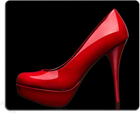 pingpi Women Mouse Pad Custom, Red High Heels in Black, Nonslip Rubber Backing, 9.5 X 7.9 Inch