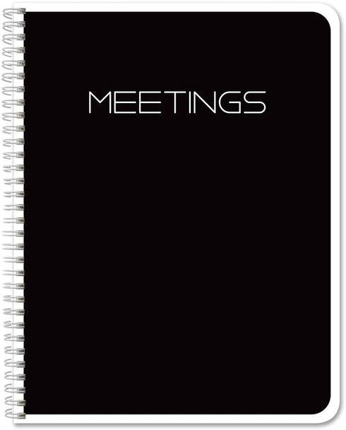BookFactory Meeting Notebook/Meeting Book for Work - Black, 120 Pages (Ruled Format), 8.5in x 11in, Wire-O Bound