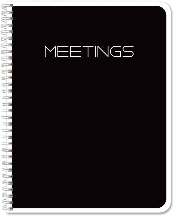 BookFactory Meeting Notebook/Meeting Book for Work - Black, 120 Pages (Ruled Format), 8.5in x 11in, Wire-O Bound