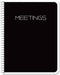 BookFactory Meeting Notebook/Meeting Book for Work - Black, 120 Pages (Ruled Format), 8.5in x 11in, Wire-O Bound