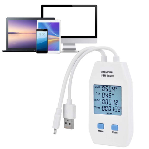 USB Meter, Digital LCD Display Voltmeter Ammeter Detector for Measuring Voltage, Current, Capacity, Energy, Resistance,