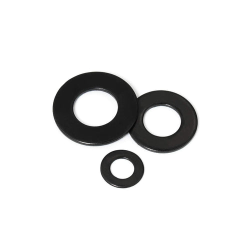 Black Zinc Plated Alloy Steel Flat Washers Set, 580 Pieces in 9 Sizes - M2 M2.5 M3 M4 M5 M6 M8 M10 M12