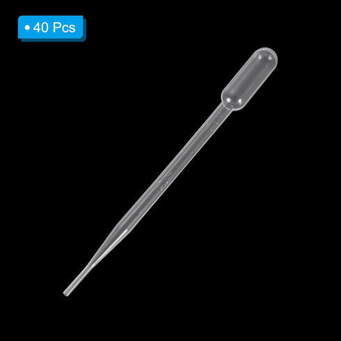 PATIKIL 40pcs 2ml Disposable Pipettes Dropper, Calibrated Plastic Eye Dropper with Scale for Science Lab Crafts Makeup