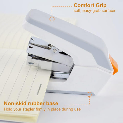 Deli Effortless Standard Desktop Stapler, Easy to Load, One Finger Touch, 25 Sheet Capacity, Includes 1000 Staples &