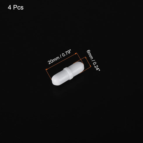 MECCANIXITY Magnetic Stirrer Mixer Stir Bar Rod 20mm(0.79") x6mm with Ring Shape PTFE Coating Magnet White for Laboratory 4Pcs