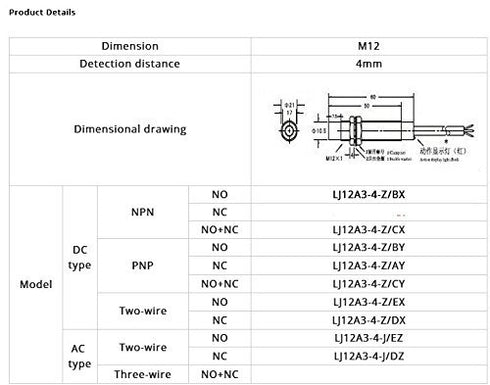 2PCS LJ12A3-4-Z/BX 3D DC6-36V 4mm Taiss Proximity Switch Printer Inductive Proximity Sensor Detection Switch NPN NO