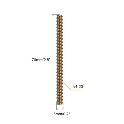 uxcell 10pcs Fully Threaded Rods 1/4x2-3/4" All Thread Studs Long Threaded Screw Carbon Steel for Furniture Garden Railing Mounting Assembly Fastening Frame Connection Colorful Zinc
