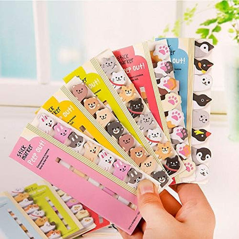 Cute Animals Shape Stickers, 6pcs Stationary Set, Brown Bear Self-Stick Tab Note Pads for Office School