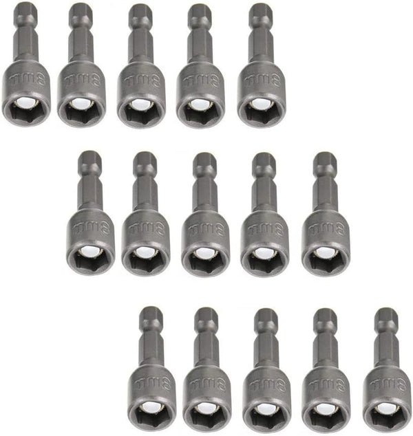 15pcs Hex Magnetic Power 8mm 5/16 Socket Adapter Drill Bit Nut Driver Set for Power Tools