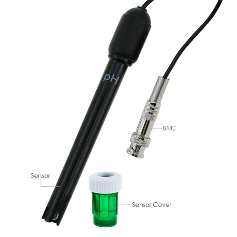 0-14 pH Electrode Probe BNC Connector, 300cm Cable for PH Meter Monitor Controller Test Sensor