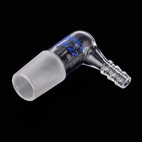 Glass 90 Degree Vacuum/Gas Adapter, Borosilicate Glass Bent Inlet with 19/22 Inner Joint for Lab Supply
