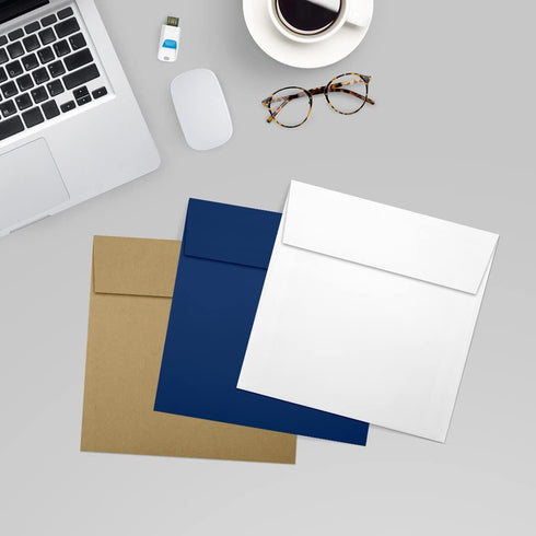 LUXPaper Square Invitation Envelopes | 6 1/4" x 6 1/4" | Peel & Press | White Linen | 80lb Text | 50 Qty