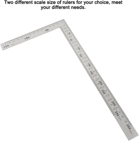 90 Degree Right Angle Finder, Stainless Steel Ruler, Easy Read Measurement Layout Template Tool (300mm x 150mm)