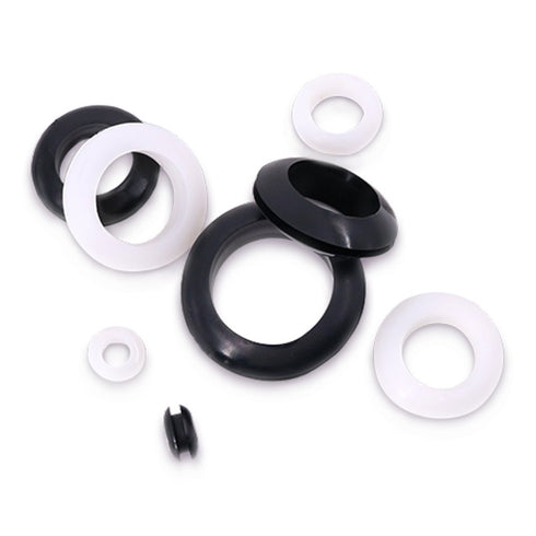 Glarks 200Pcs Black/White Round Rubber Grommet Assortment Kit - 9 Sizes for Electrical Wiring