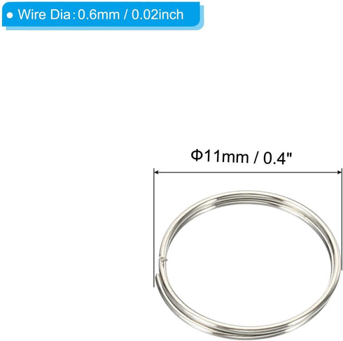 500 Pack 11mm/0.4" PATIKIL Mini Split Rings, OD Split Circular Ring Stainless Steel Clip Ring for Fastening Chandelier