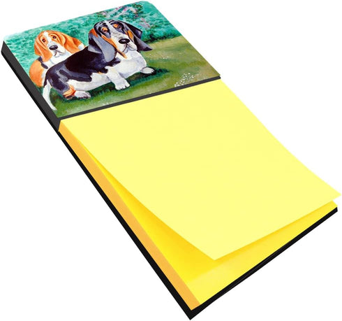 Carolines Treasures Basset Hound Double Trouble Sticky Note Holder, Large Multicolor