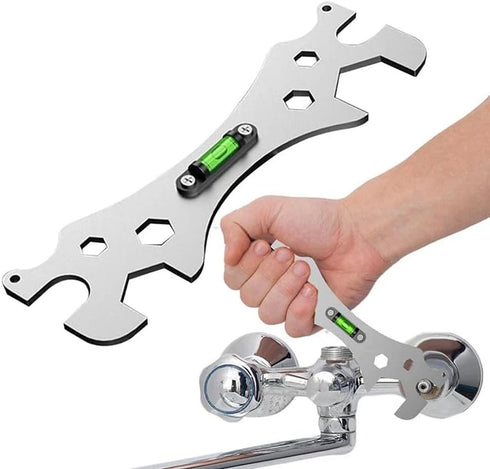 Faucet Wrench Spanner 9mm, 12mm, 14mm, 17mm, 23mm, 30mm Screw Nut Openings with Level for Shower Repair Bathroom Hose