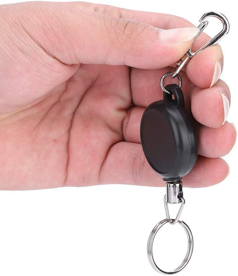 Retractable Keychains Badge Reel Holder, Stainless Steel Keyring with 60cm Steel Wire Rope
