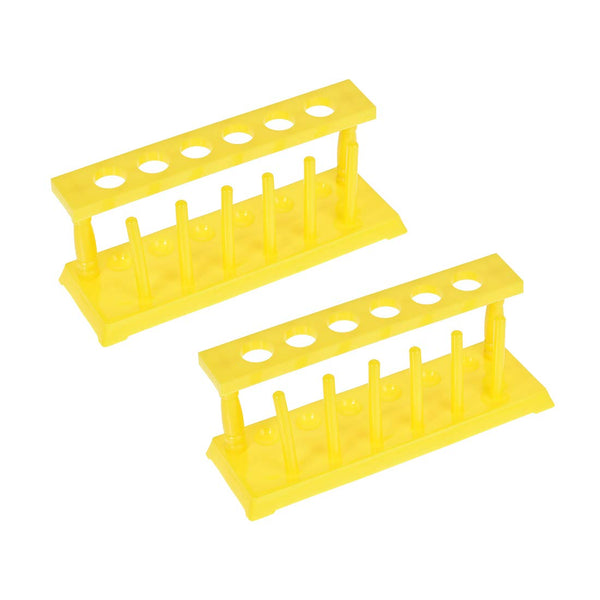 uxcell Test Tube Holder Rack, 6 Wells, 6 Pins for 18-21mm Tubes (Yellow, 2Pcs)