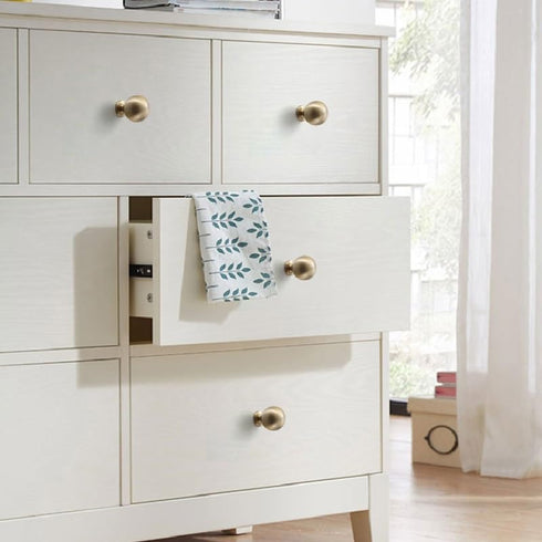 SANCHAKOU 2Pcs Cabinet Knobs Pulls Brass Wardrobe Handle Drawer Single Hole Cabinet Bedside Table Handle Ball Shape