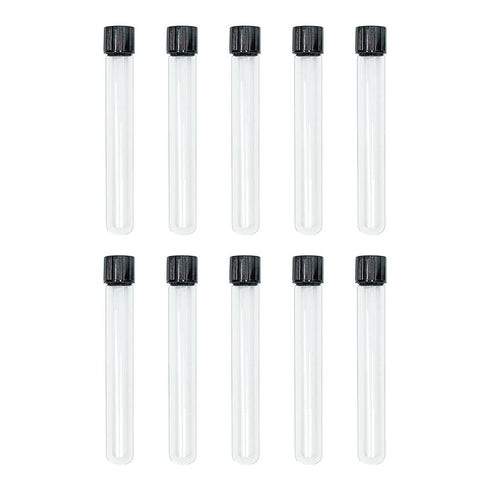 HUAOU 13x100mm Glass Test Tubes, Pack of 10 with Black Screw Caps, 8ml Boro Glass for Experiments and Decorations