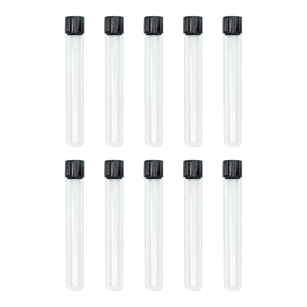 HUAOU 13x100mm Glass Test Tubes, Pack of 10 with Black Screw Caps, 8ml Boro Glass for Experiments and Decorations