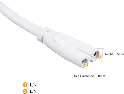 MECCANIXITY T5 T8 LED Tube Power Extension Cable, with On/Off Switch, 2 Pin, 3 Meter Length Wire, White for LED