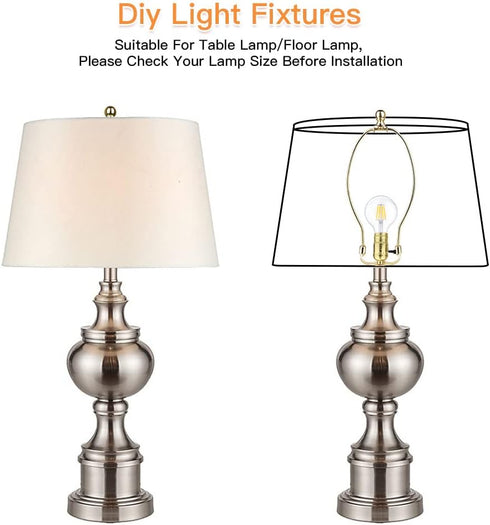 Helunsi 8 Inch Lamp Harp, 2 Set Gold Lamp Shade Holder with Finial, DIY Replacement Adapter for Table & Floor Lamps
