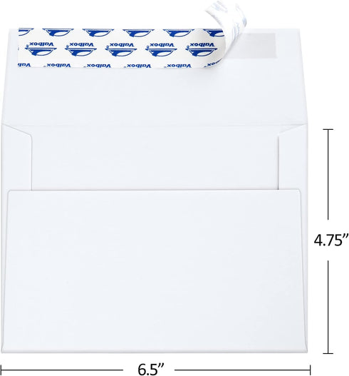 ValBox 100 Qty A6 Envelopes Self Seal 6.5 x 4.75" White Kraft Paper Invitation Envelopes for 4x6 Cards, Photos, Invitations, Weddings, Baby Shower, Birthday, Announcements, RSVP (A6) by ValBox